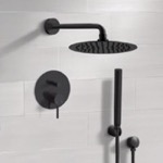 Remer SFH75 Matte Black Rain Shower System with Handheld, Rain Shower Head, Shower Faucet Set